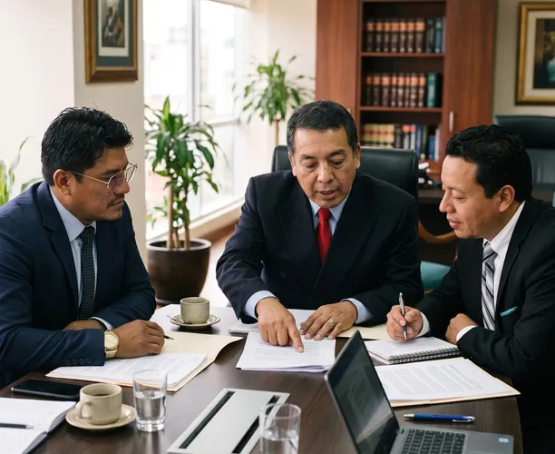Abogados del estudio analizando un caso en una reunión